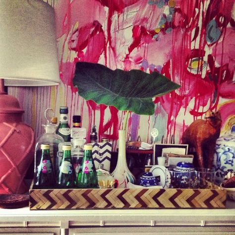 Every home should have a cocktail bar. Furbish Studio, Bar vignette, bar styling, blue and white porcelain, jamie meares flickr by jamie meares (isuwannee.com)