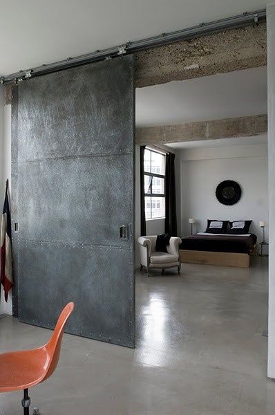 Sliding industrial door. (pinterest)